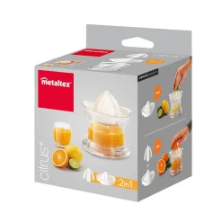 Préparation Culinaire<Gifi Presse agrumes Metaltex transparent couvercle blanc 2 cônes