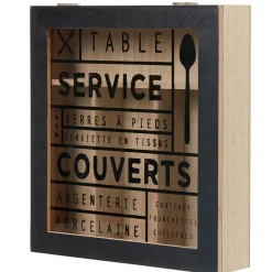 Conservation Alimentaire<Gifi Range couvert mdf naturel couvercle transparent imprimé noir