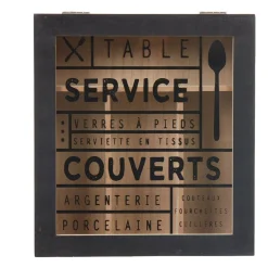 Conservation Alimentaire<Gifi Range couvert mdf naturel couvercle transparent imprimé noir