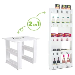Rangement De Cuisine<Gifi Resserre 2en1 avec fonction table blanc