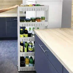 Rangement De Cuisine<Gifi Resserre 2en1 avec fonction table blanc