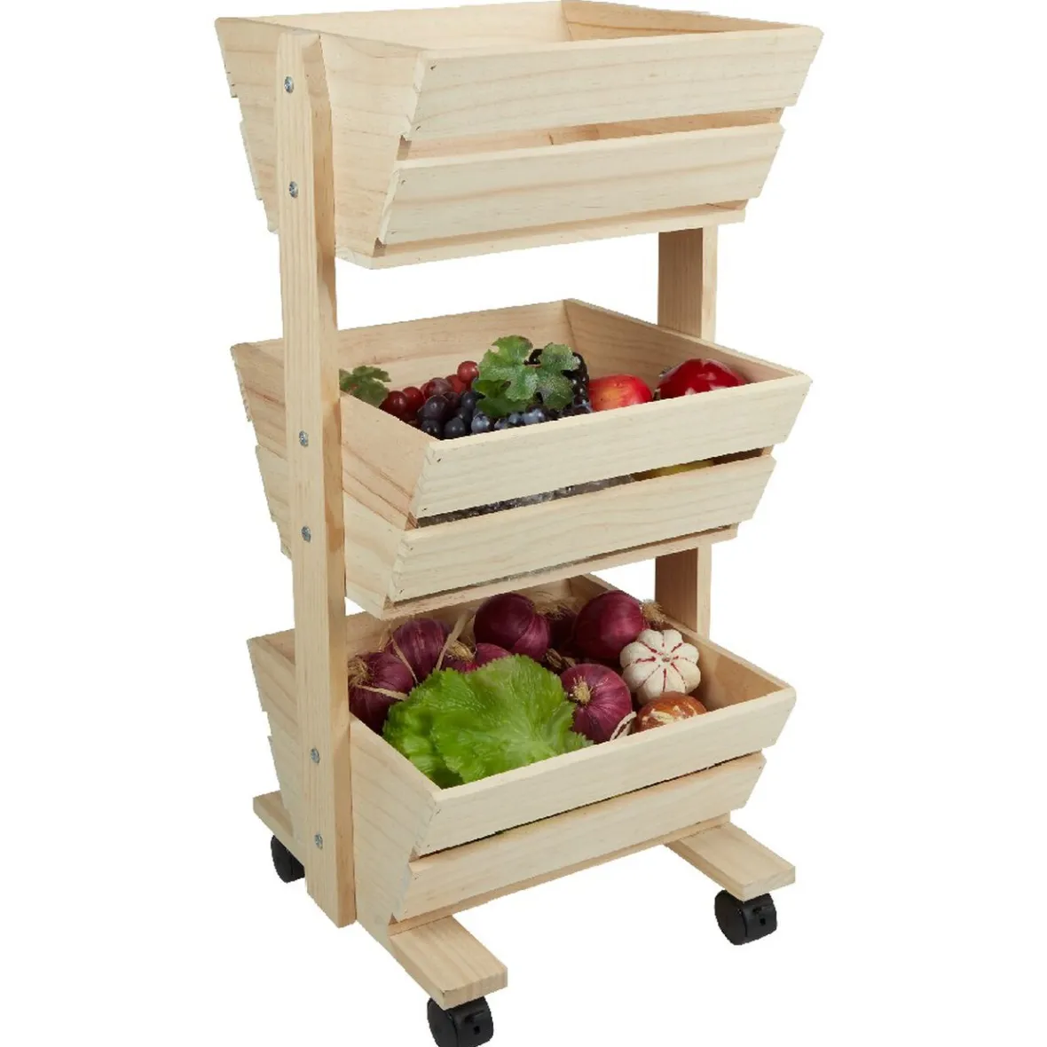 Rangement De Cuisine<Gifi Resserre légume en bois 3 niveaux à roulettes