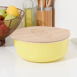 Gifi Saladier + couvercle 2 en 1 en bambou| Vaisselle Et Accessoires De Table