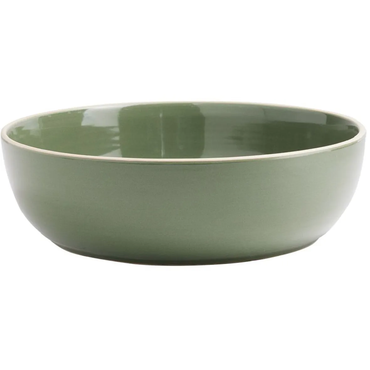 Gifi Saladier en faïence vert avec liseré crème| Vaisselle Et Accessoires De Table