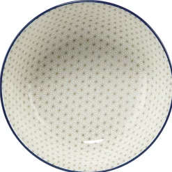 Gifi Saladier en porcelaine décor blanc et bleu| Vaisselle Et Accessoires De Table