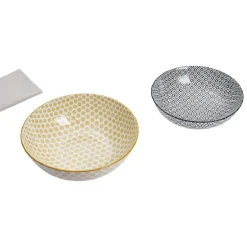 Gifi Saladier en porcelaine motif graphique coloré x2| Vaisselle Et Accessoires De Table
