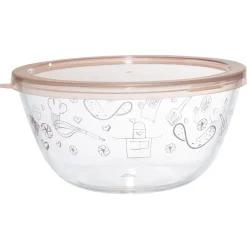 Gifi Saladier en verre avec couvercle Ø22xH10,5 cm 2 L| Vaisselle Et Accessoires De Table