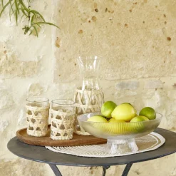 Vaisselle Et Accessoires De Table<Gifi Saladier en verre strié transparent avec pied Ø26xH11,3cm