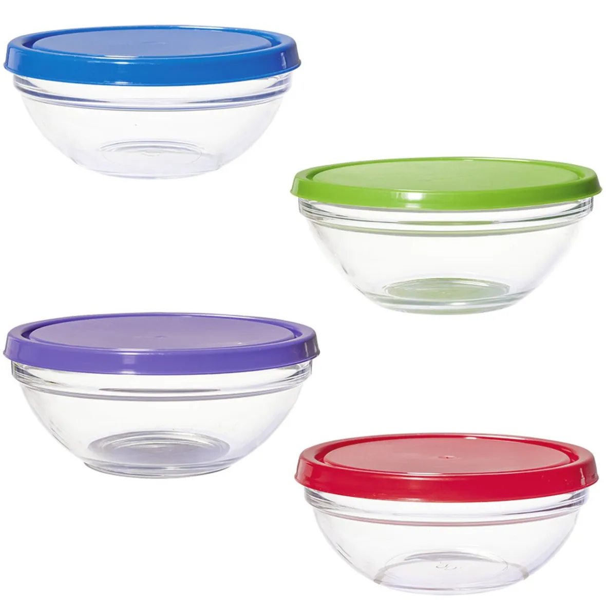 Gifi Saladier en verre x4 avec couvercle| Vaisselle Et Accessoires De Table