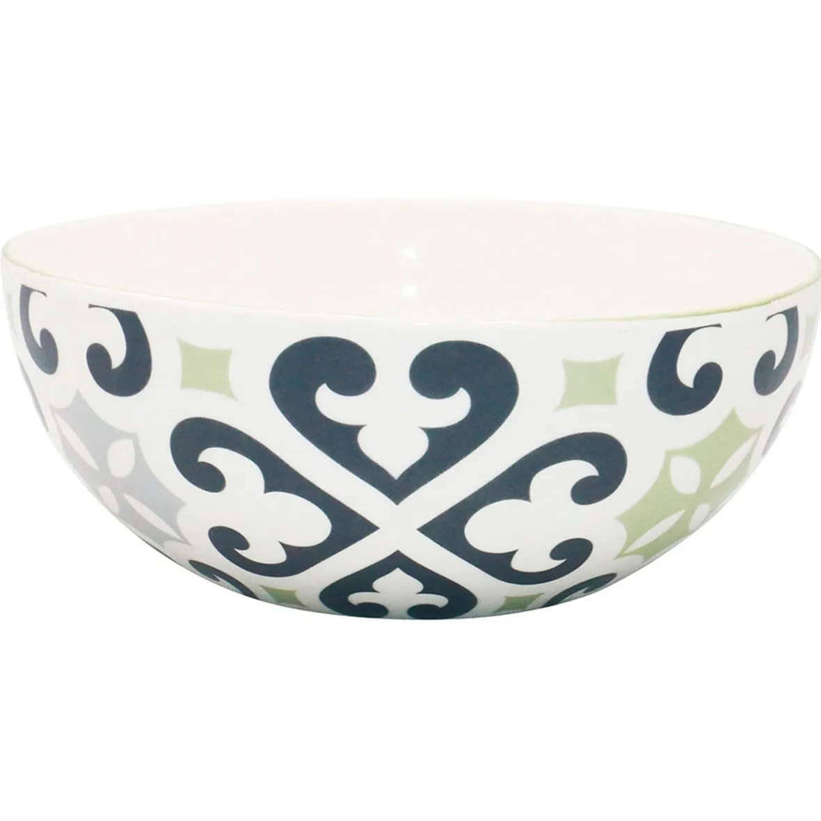 Gifi Saladier rond motif carreau de ciment gris et blanc| Vaisselle Et Accessoires De Table