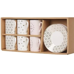 Vaisselle Et Accessoires De Table<Gifi Service à café faïence blanc rose or 6 personnes