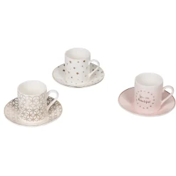 Vaisselle Et Accessoires De Table<Gifi Service à café faïence blanc rose or 6 personnes