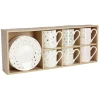 Gifi Service à café faïence blanc rose or 6 personnes| Vaisselle Et Accessoires De Table