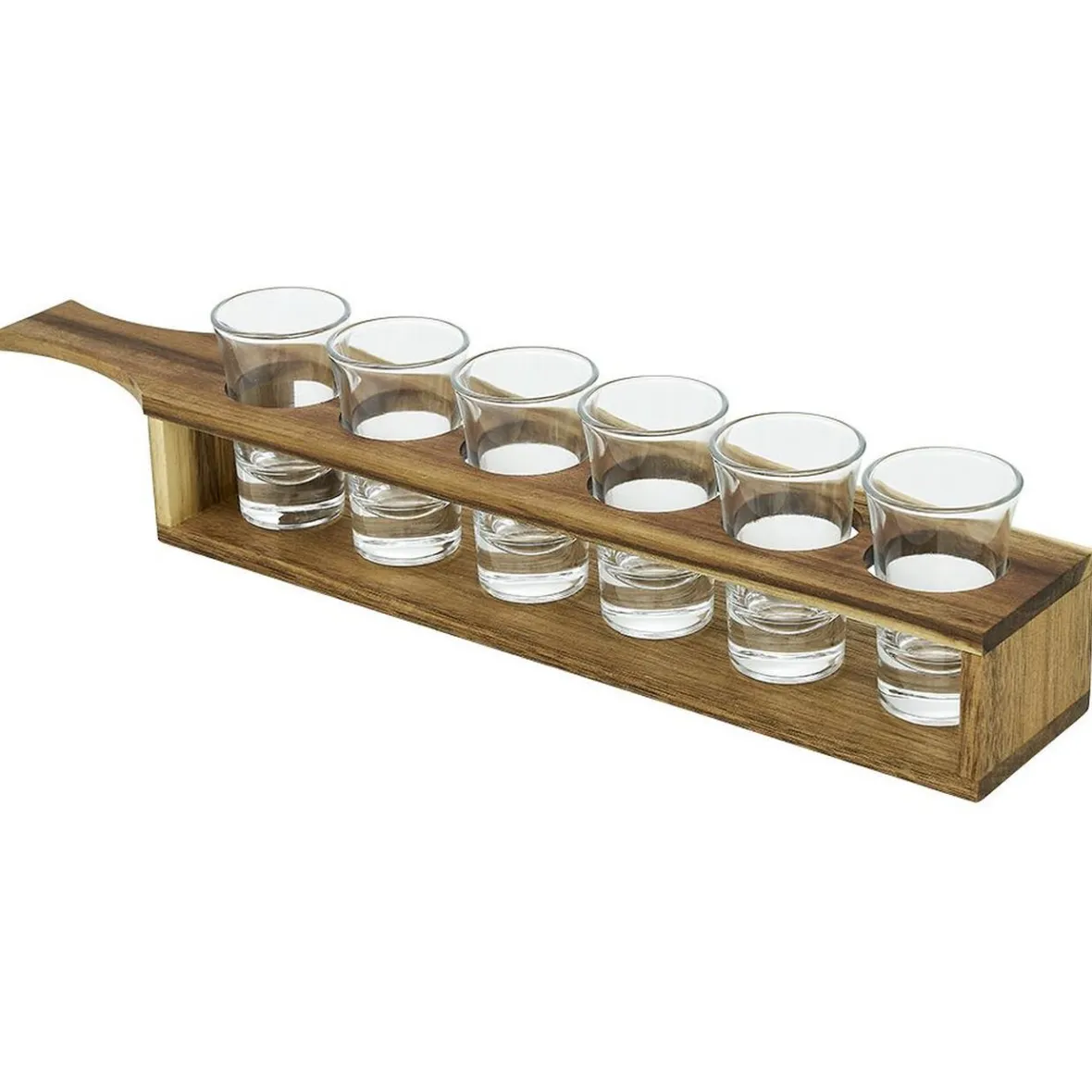 Gifi Service à shooter 6 verres avec support bois| Vaisselle Et Accessoires De Table