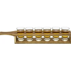 Gifi Service à shooter 6 verres avec support bois| Vaisselle Et Accessoires De Table