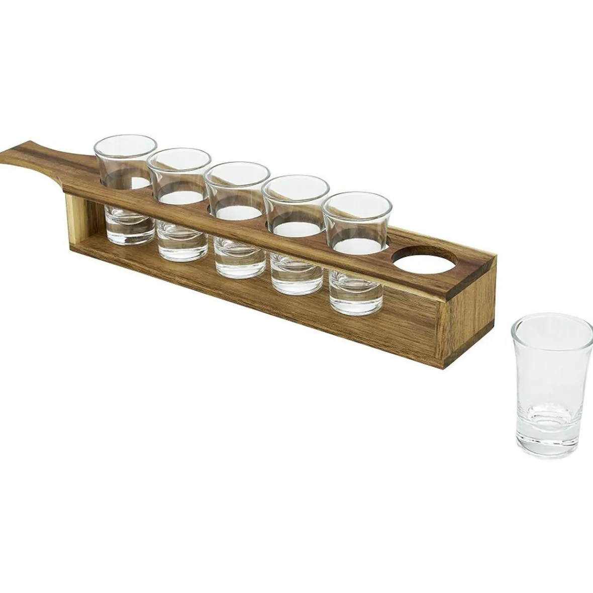 Gifi Service à shooter 6 verres avec support bois| Vaisselle Et Accessoires De Table