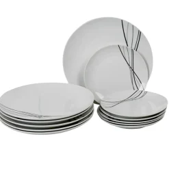 Gifi Service à vaisselle 12 pièces porcelaine blanche| Vaisselle Et Accessoires De Table