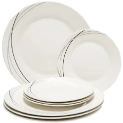 Vaisselle Et Accessoires De Table<Gifi Service à vaisselle blanc lignes courbées noires et grises 8 pièces