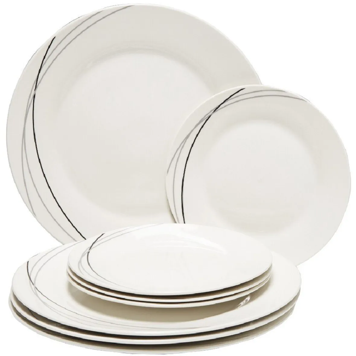 Vaisselle Et Accessoires De Table<Gifi Service à vaisselle blanc lignes courbées noires et grises 8 pièces