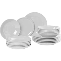 Gifi Service à vaisselle blanc en faïence 18 pièces| Vaisselle Et Accessoires De Table