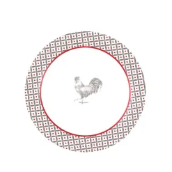 Gifi Service à vaisselle design campagne poule 12 pièces gris blanc rouge| Vaisselle Et Accessoires De Table