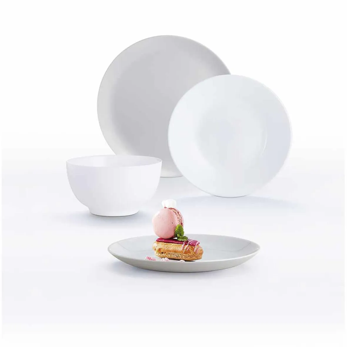 Gifi Service à vaisselle Diwali gris et blanc 16 pièces| Vaisselle Et Accessoires De Table