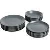 Gifi Service à vaisselle gris en faïence 18 pièces| Vaisselle Et Accessoires De Table