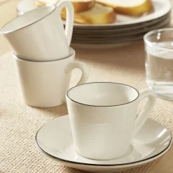 Gifi Service à vaisselle porcelaine blanc liseré noir 36 pièces| Vaisselle Et Accessoires De Table