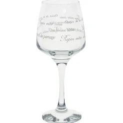 Gifi Service à verre transparent avec inscriptions phrases x12| Vaisselle Et Accessoires De Table