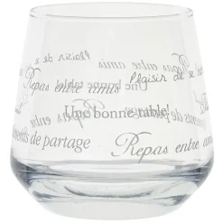 Gifi Service à verre transparent avec inscriptions phrases x12| Vaisselle Et Accessoires De Table