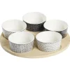 Gifi Service apéritif 5 coupelles avec plateau en bambou| Vaisselle Et Accessoires De Table
