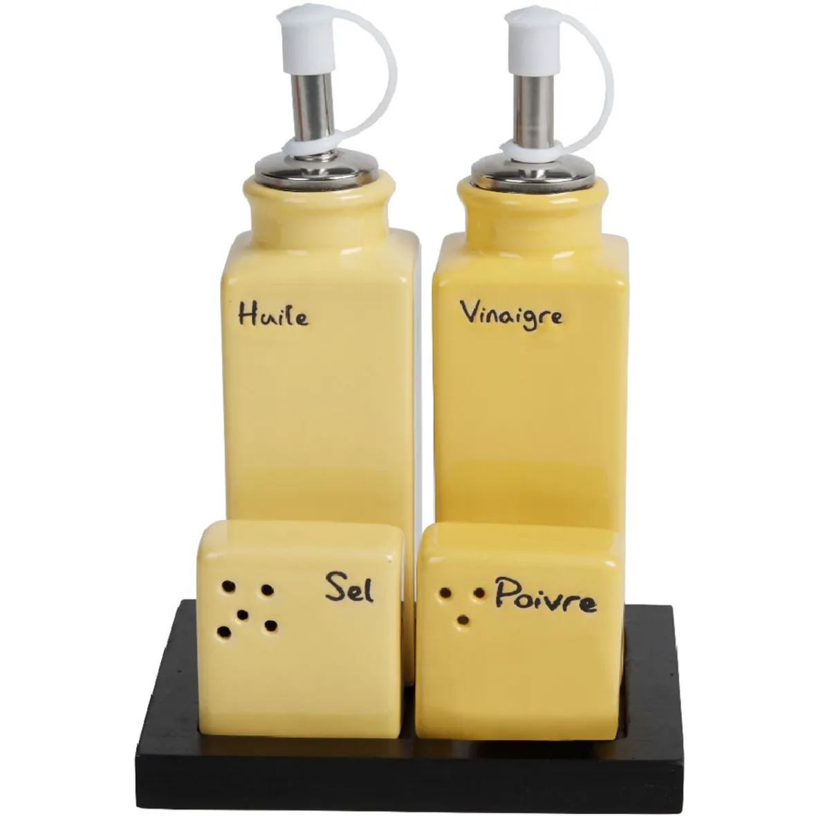 Gifi Service condiment en céramique + support| Vaisselle Et Accessoires De Table