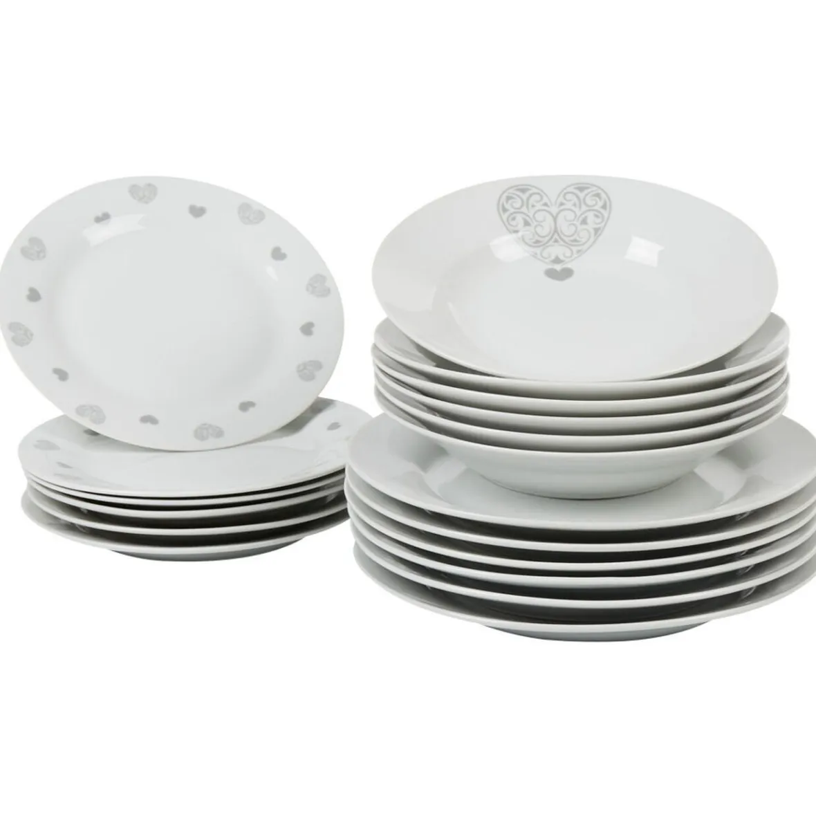 Gifi Service de table assiettes motif coeurs| Vaisselle Et Accessoires De Table