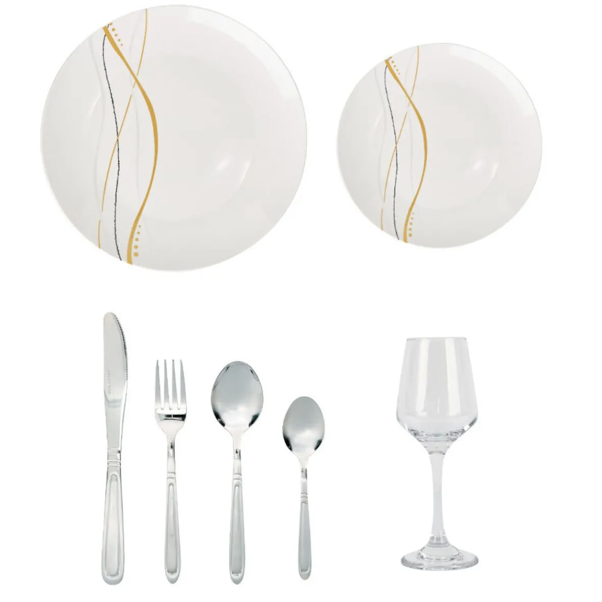 Vaisselle Et Accessoires De Table<Gifi Service de table motif doré argenté pour 6 personnes