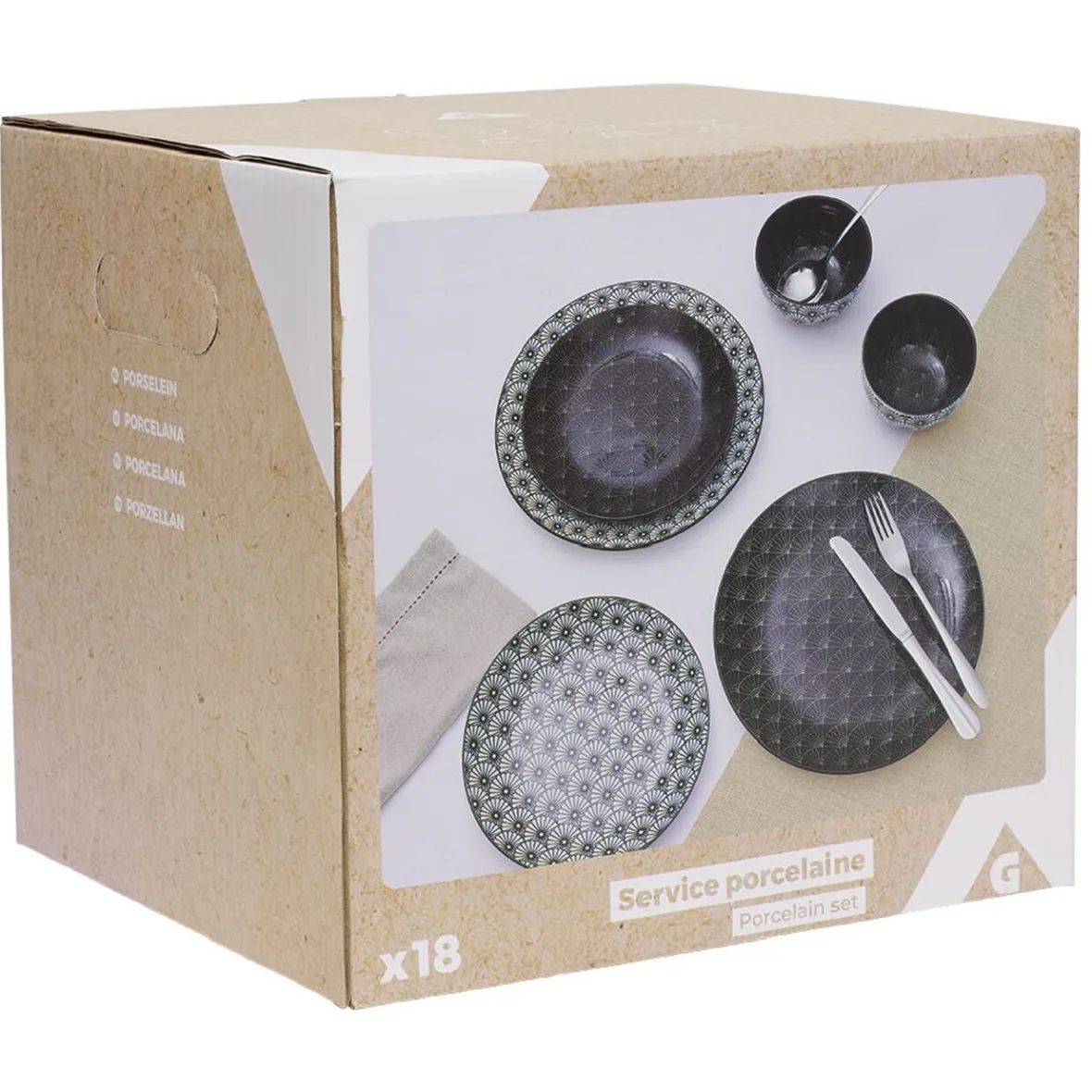 Vaisselle Et Accessoires De Table<Gifi Service en porcelaine motif noir et blanc 18 pièces