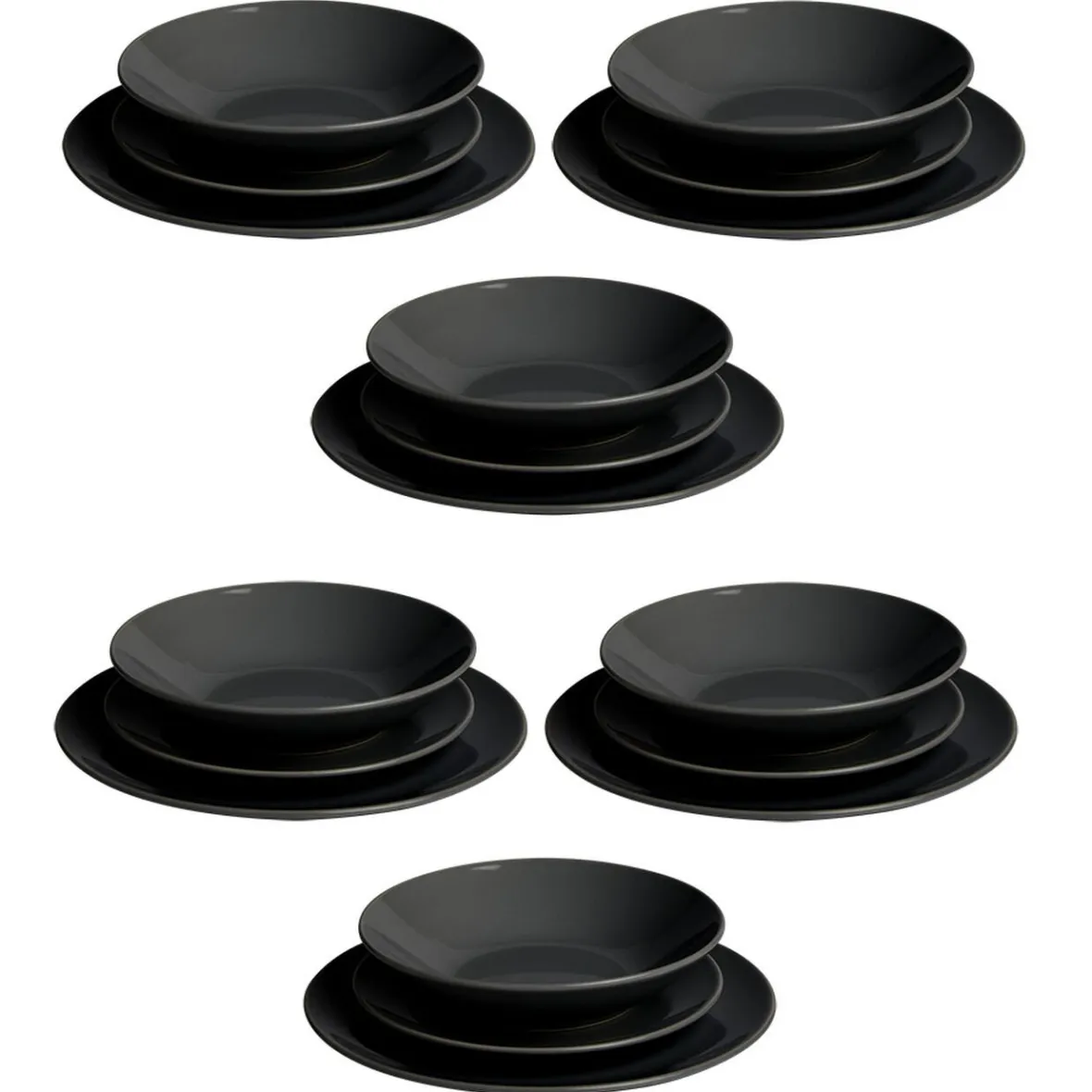 Gifi Service vaisselle 18 pièces céramique noir| Vaisselle Et Accessoires De Table