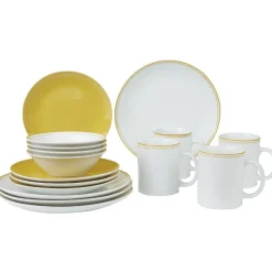 Vaisselle Et Accessoires De Table<Gifi Service vaisselle complet jaune et blanc 32 pièces