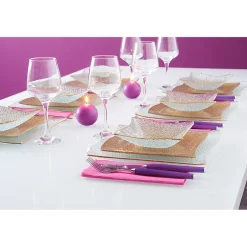 Gifi Service vaisselle doré transparent 18 pièces| Vaisselle Et Accessoires De Table