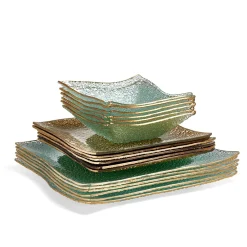 Gifi Service vaisselle doré transparent 18 pièces| Vaisselle Et Accessoires De Table