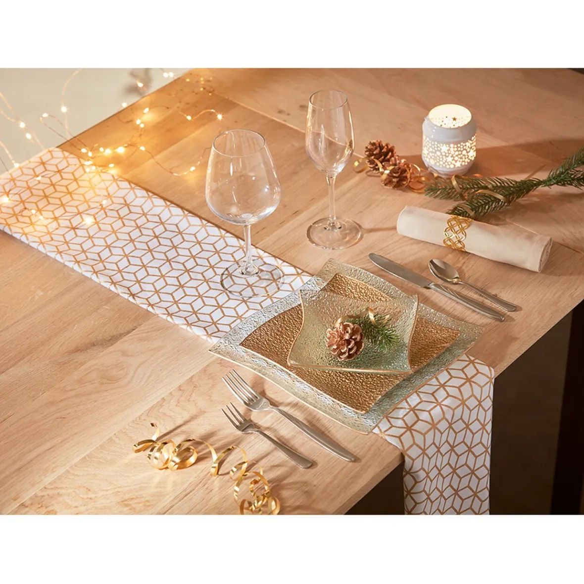 Gifi Service vaisselle doré transparent 18 pièces| Vaisselle Et Accessoires De Table