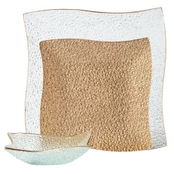 Gifi Service vaisselle doré transparent 18 pièces| Vaisselle Et Accessoires De Table