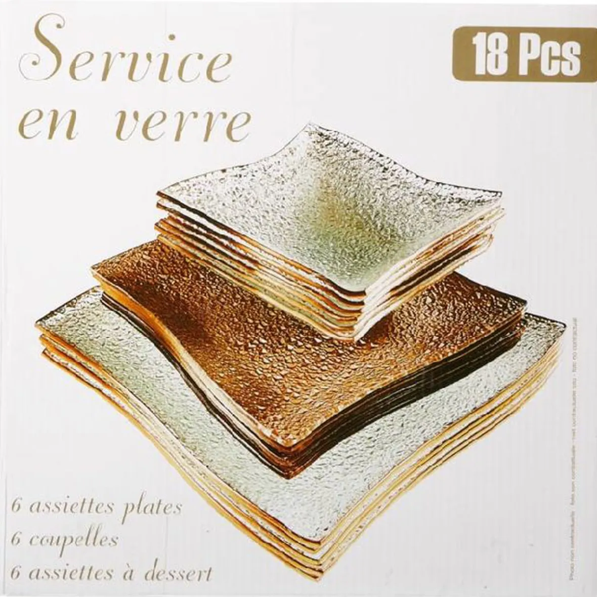 Gifi Service vaisselle doré transparent 18 pièces| Vaisselle Et Accessoires De Table