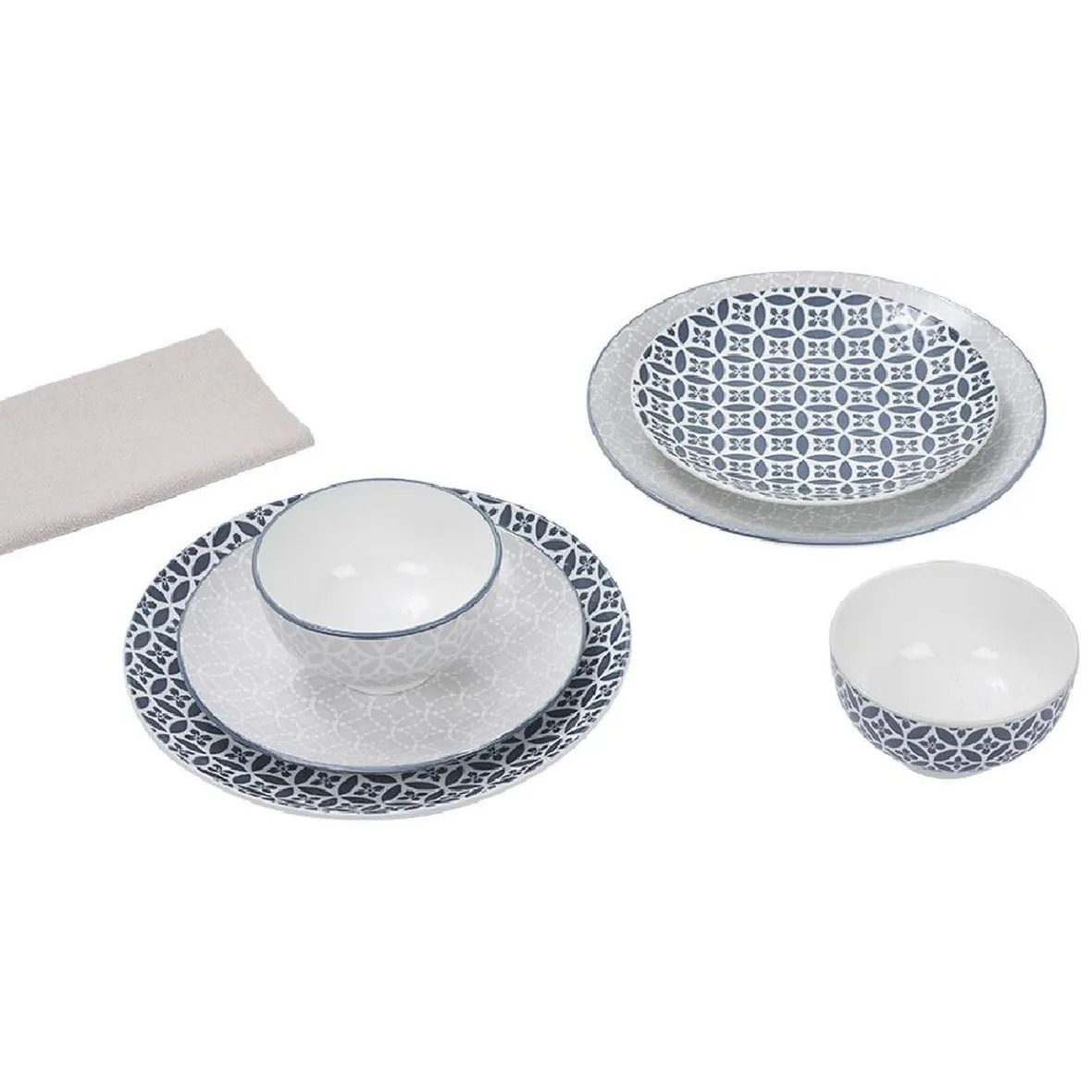 Vaisselle Et Accessoires De Table<Gifi Service vaisselle en porcelaine 18 pièces motif graphique bleu et blanc