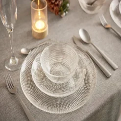 Gifi Service vaisselle en verre transparent| Vaisselle Et Accessoires De Table