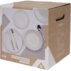 Gifi Service vaisselle porcelaine blanc 18 pièces| Vaisselle Et Accessoires De Table
