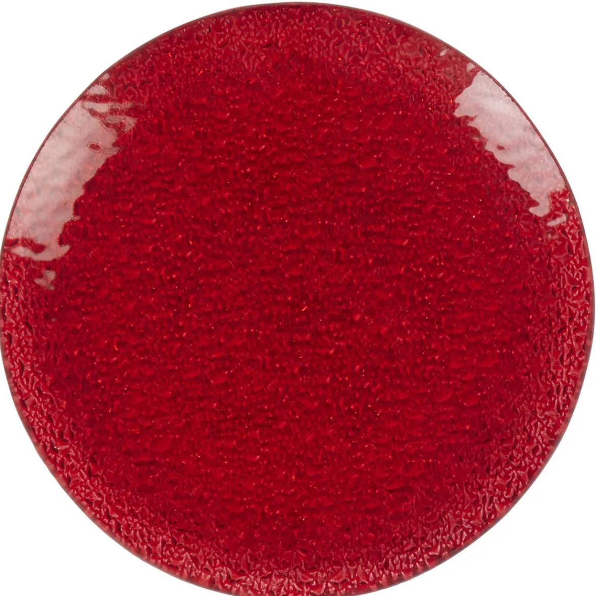 Gifi Service vaisselle rond en verre rouge transparent 18 pièces| Vaisselle Et Accessoires De Table