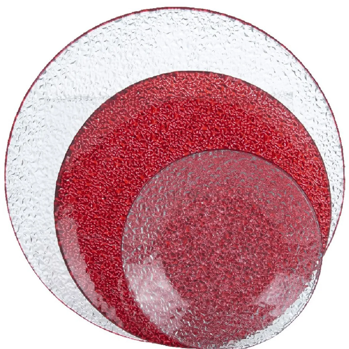 Gifi Service vaisselle rond en verre rouge transparent 18 pièces| Vaisselle Et Accessoires De Table