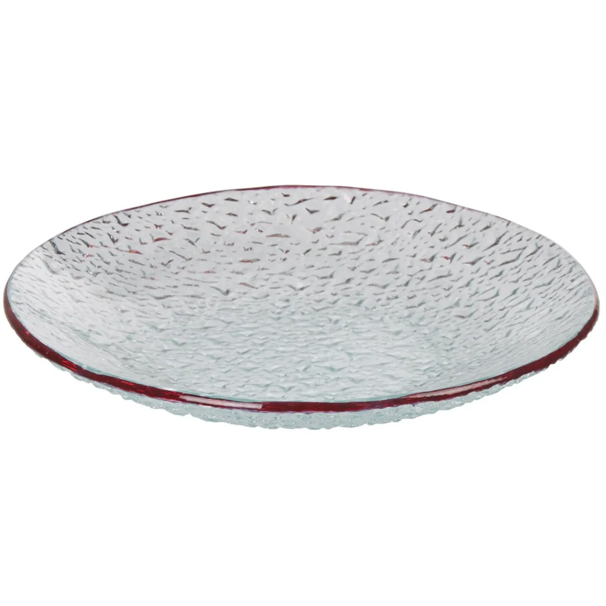 Gifi Service vaisselle rond en verre rouge transparent 18 pièces| Vaisselle Et Accessoires De Table