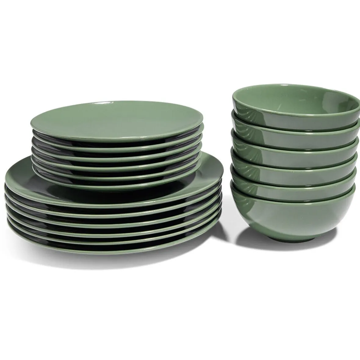 Gifi Service vaisselle vert 18pcs| Vaisselle Et Accessoires De Table