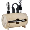 Gifi Set 4 accessoires à vin dans tonneau en bois| Vaisselle Et Accessoires De Table